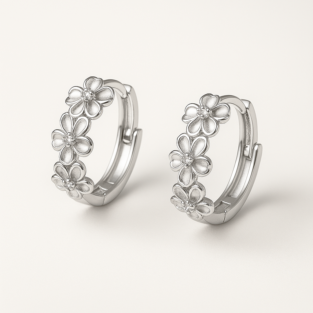 Flores en Plata: Pendientes Florales en Plata