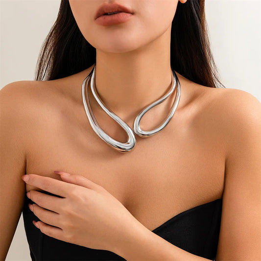 Poder Sutil: Collar y Pulsera Abiertos en Plata u Oro de Diseño Macizo