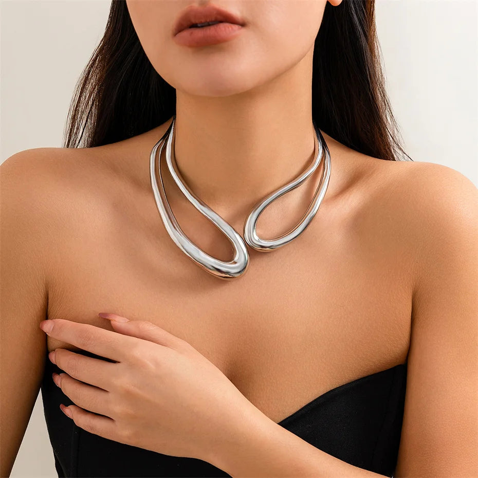 Poder Sutil: Collar y Pulsera Abiertos en Plata u Oro de Diseño Macizo