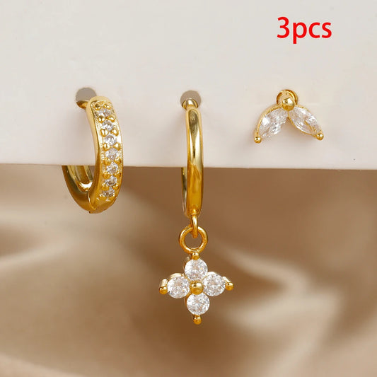 Composición Perfecta: Set de 3 Pendientes con Formas y Colores Únicos