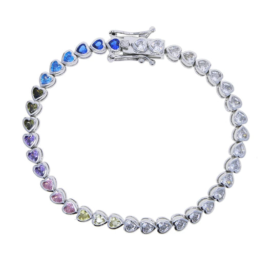 Armonía Viva: Pulsera Tennis en Plata con Zirconias de Colores y Formas Variadas
