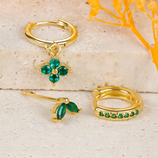 Composición Perfecta: Set de 3 Pendientes con Formas y Colores Únicos