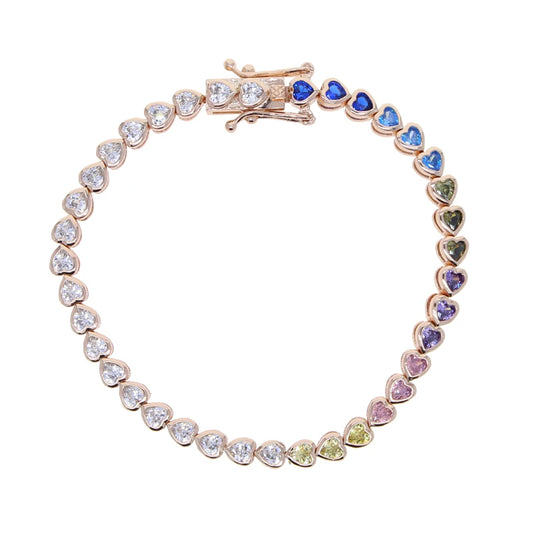 Armonía Viva: Pulsera Tennis en Plata con Zirconias de Colores y Formas Variadas
