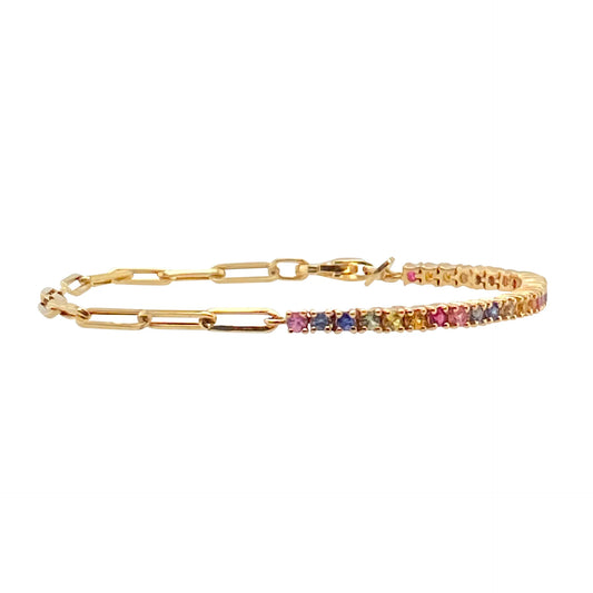 Arte en Movimiento: Pulsera en Plata con Zirconias Variadas y Detalles en Cadenas