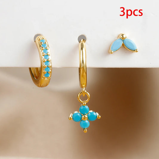 Composición Perfecta: Set de 3 Pendientes con Formas y Colores Únicos