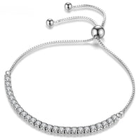 Encaje Perfecto: Pulsera Ajustable en Plata con Zirconias