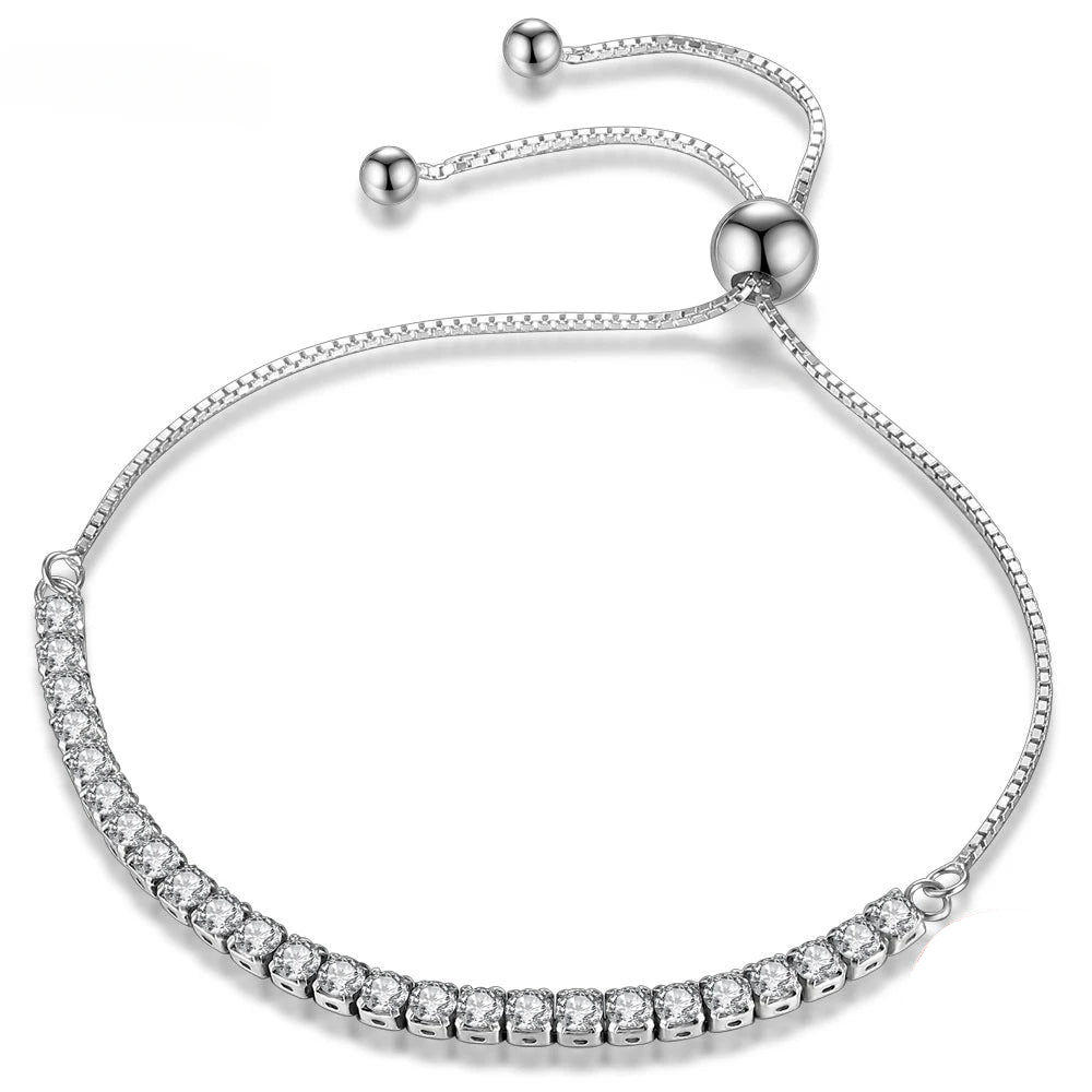 Encaje Perfecto: Pulsera Ajustable en Plata con Zirconias