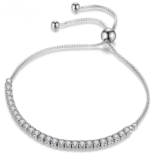 Encaje Perfecto: Pulsera Ajustable en Plata con Zirconias