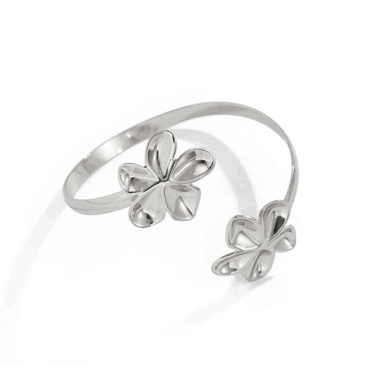 Poder Natural: Brazalete Abierto en Plata u Oro con Detalles Florales o Marinos