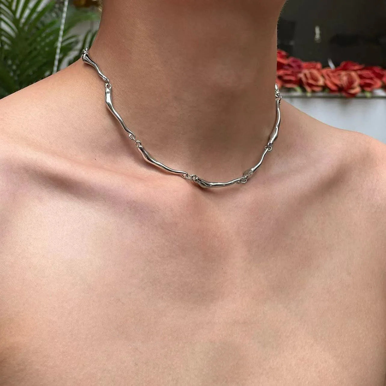 Diseño Libre: Collar en Plata con Cadena Irregular﻿