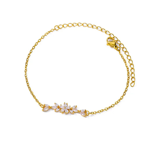 Flores que Acompañan: Pulsera Ajustable en Plata u Oro con Charms Florales