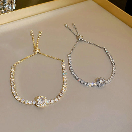 Brillo a Tu Ritmo: Pulsera Ajustable en Plata u Oro con Zirconias de Fantasía