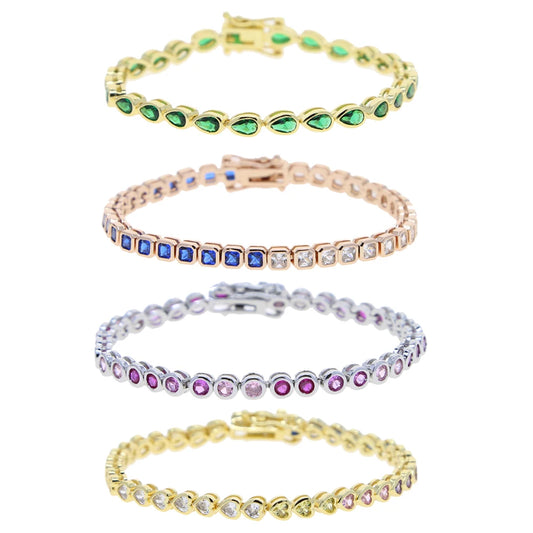 Armonía Viva: Pulsera Tennis en Plata con Zirconias de Colores y Formas Variadas
