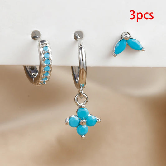 Composición Perfecta: Set de 3 Pendientes con Formas y Colores Únicos