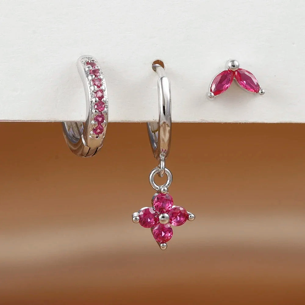 Composición Perfecta: Set de 3 Pendientes con Formas y Colores Únicos