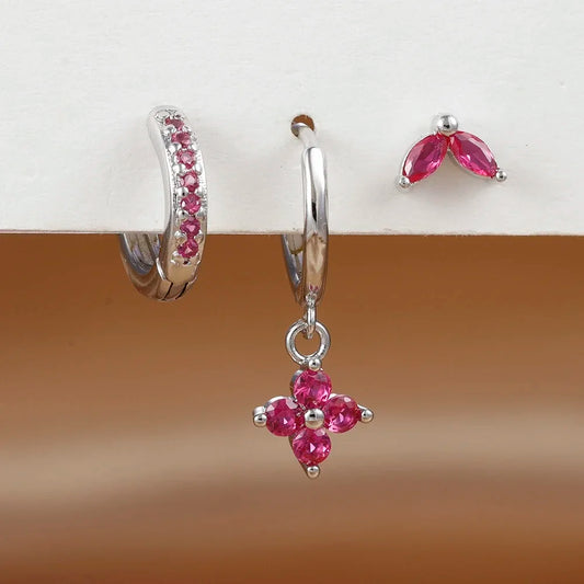 Composición Perfecta: Set de 3 Pendientes con Formas y Colores Únicos