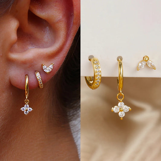 Composición Perfecta: Set de 3 Pendientes con Formas y Colores Únicos