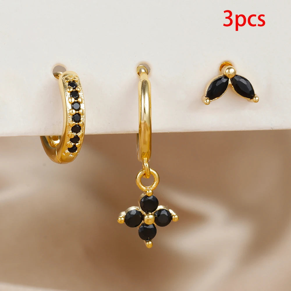 Composición Perfecta: Set de 3 Pendientes con Formas y Colores Únicos