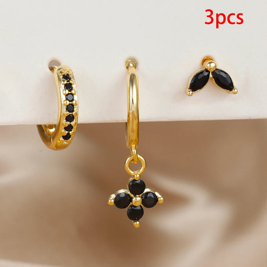 Composición Perfecta: Set de 3 Pendientes con Formas y Colores Únicos