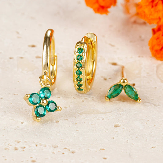 Composición Perfecta: Set de 3 Pendientes con Formas y Colores Únicos