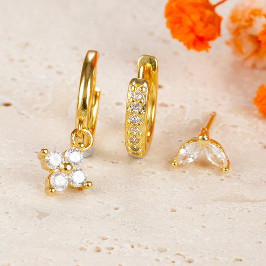Composición Perfecta: Set de 3 Pendientes con Formas y Colores Únicos