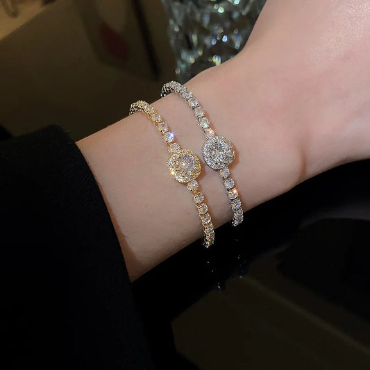 Brillo a Tu Ritmo: Pulsera Ajustable en Plata u Oro con Zirconias de Fantasía