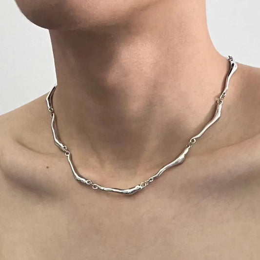 Diseño Libre: Collar en Plata con Cadena Irregular﻿