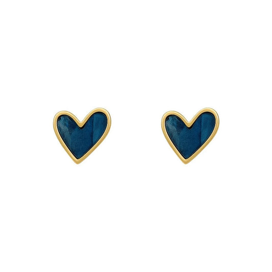 Corazones con Color: Mini Studs Esmaltados en Azul, Negro o Blanco