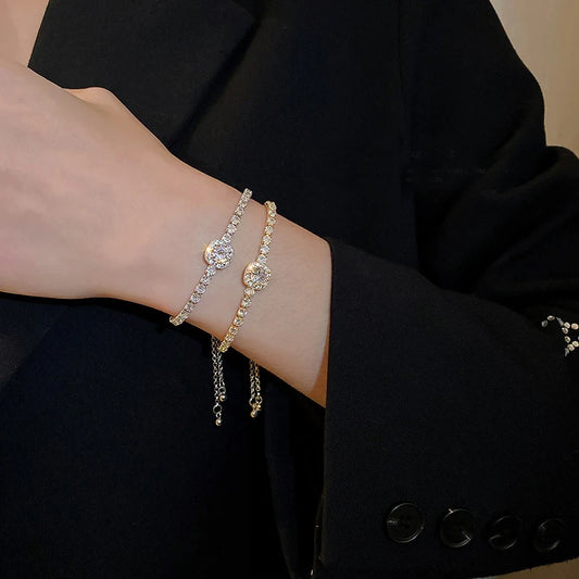 Brillo a Tu Ritmo: Pulsera Ajustable en Plata u Oro con Zirconias de Fantasía