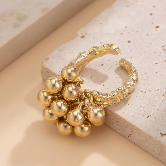 Esferas de Luz: Anillo Abierto Artesanal en Plata u Oro con Detalles en Bolitas