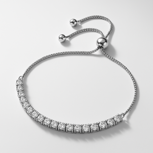 Encaje Perfecto: Pulsera Ajustable en Plata con Zirconias